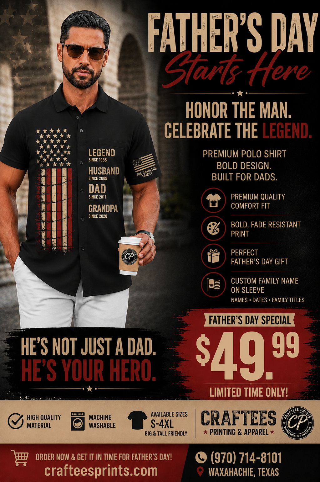 Father's Day Button Up Dress Shirt
